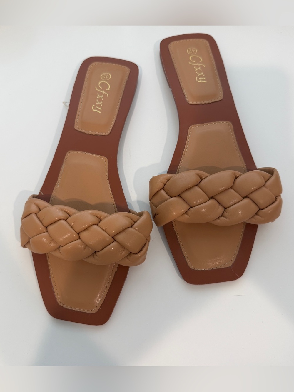 Braided Slide Sandals in Tan — Women's Casual Slides